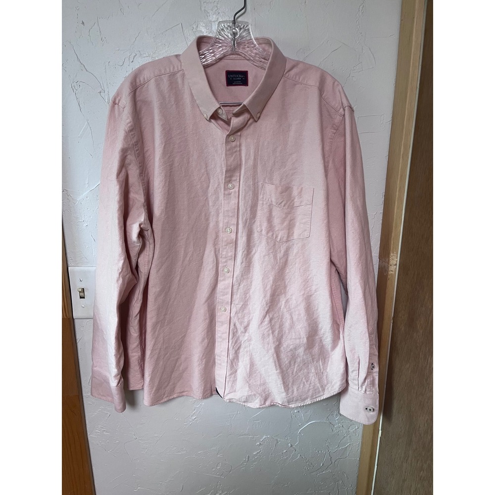 UNTUCKit Mens XL Picardan-Peach  Pink Cotton Button Down Oxford Shirt Regular